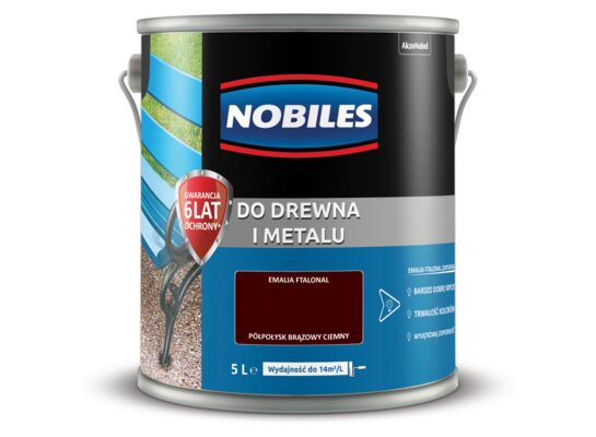Farba ftalowa Do Drewna i Metalu Ftalonal Brązowy Ciemny 5 l Nobiles