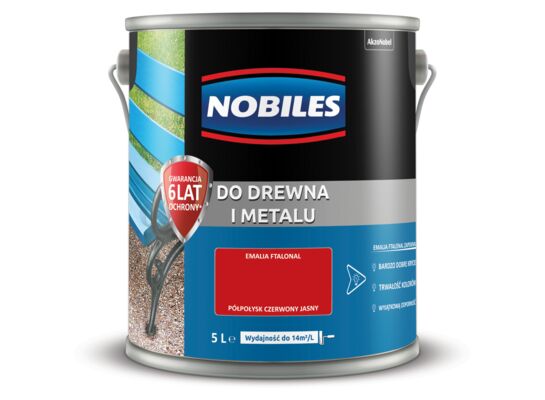 Farba ftalowa Do Drewna i Metalu Ftalonal Czerwony Jasny 5 l Nobiles