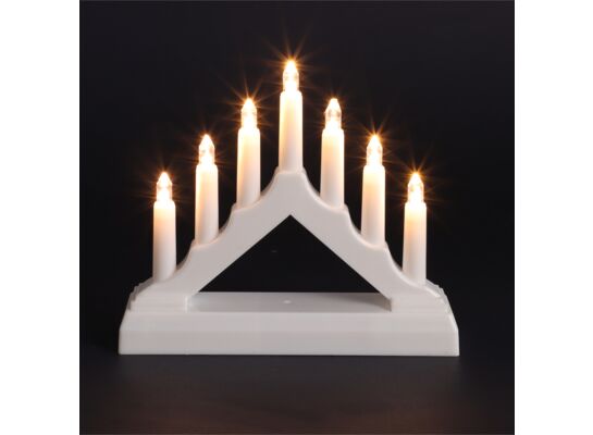 Plastikowy świecznik biały 7LED, 15,5 x 3,8 x 13 cm 2 x AA