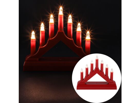 Plastikowy świecznik czerwony 7LED 15,5 x 3,8 x 13 cm 2 x AA