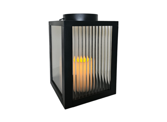Latarnia solarna LED 24h karbowane szkło/lustro czarna 28 cm CORTINA POLAND