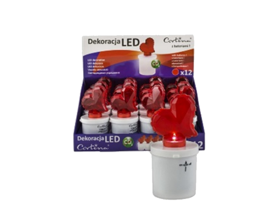 Wkład LED serce 2xR6 czerwony