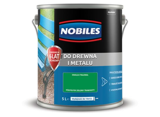Farba ftalowa Do Drewna i Metalu Ftalonal Zielony Trawiasty 5 l Nobiles