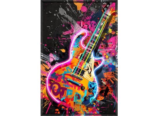 Obraz Gitara 93 x 63 cm z neonem