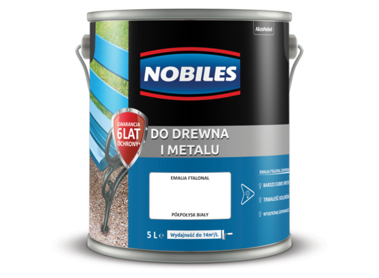 Farba ftalowa Do Drewna i Metalu Ftalonal Biały 5 l Nobiles