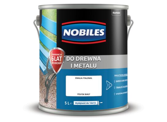 Farba ftalowa Do Drewna i Metalu Ftalonal Biały 5 l Nobiles