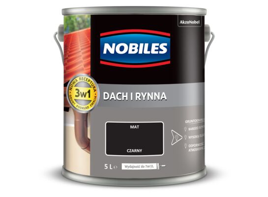 Farba akrylowa Dach i Rynna Czarny 5 l Nobiles