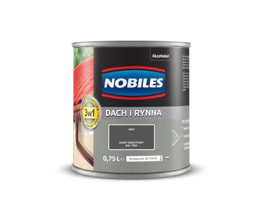 Farba akrylowa Dach i Rynna Szary Grafitowy RAL 7024
0,75 l Nobiles
