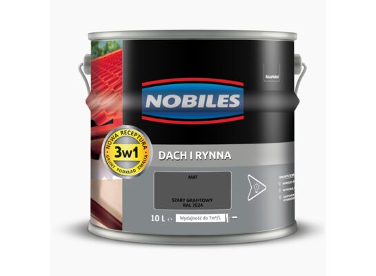 Farba akrylowa Dach i Rynna Szary Grafitowy RAL 7024
 10 l Nobiles