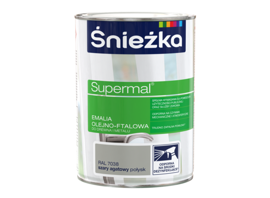 Farba emaliowa olejno-ftalowa Supermal szary agatowy poł RAL7038 0,8 l