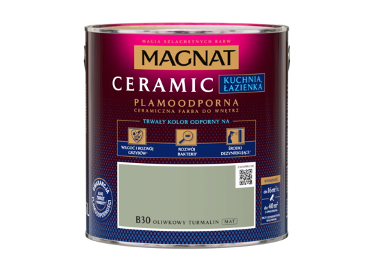 Farba ceramiczna MAGNAT Kitchen&Bathroom oliwkow turmalin B30 2,5 l