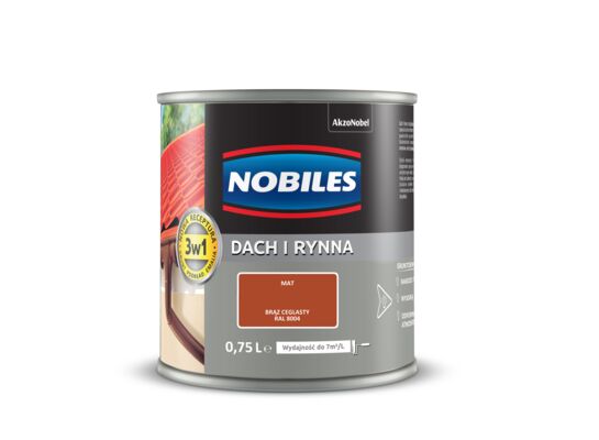 Farba akrylowa Dach i Rynna Brąz Ceglasty RAL 8004 0,75 l Nobiles