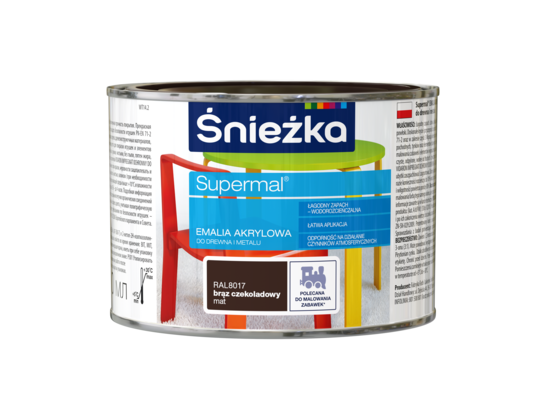 Farba emaliowa Supermal akrylowy RAL8017 Brąz Czekoladowy mat 0,4 l Śnieżka
