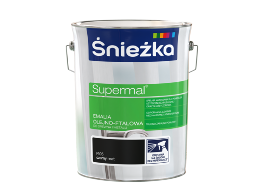 Farba emaliowa olejno-ftalowa Supermal matowy czarny F105 5 l
