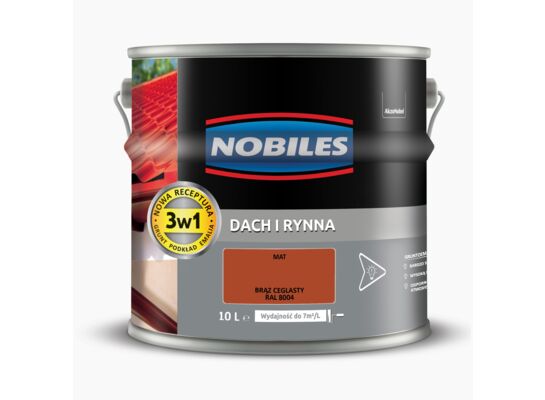 Farba akrylowa Dach i Rynna Brąz Ceglasty RAL 8006 10 l Nobiles