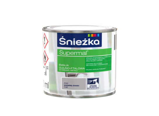 Farba emaliowa olejno-ftalowa Supermal matowy popielaty średni F107 0,2 l