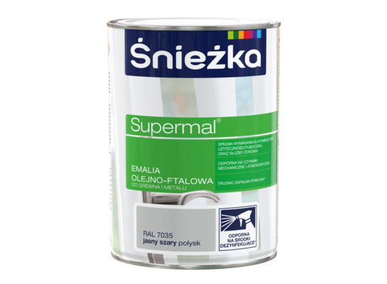 Farba emaliowa olejno-ftalowa Supermal połysk jasny szary RAL7035 0,8 l