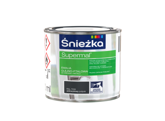 Farba emaliowa olejno-ftalowa Supermal połysk antracytowy RAL7016 0,2 l