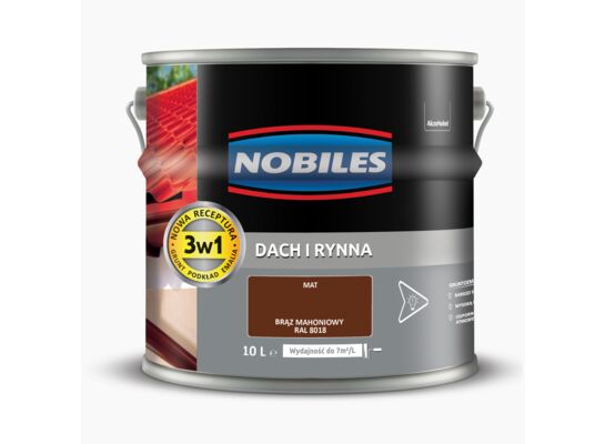 Farba akrylowa Dach i Rynna Brąz Mahoniowy RAL 8018 10 l Nobiles
