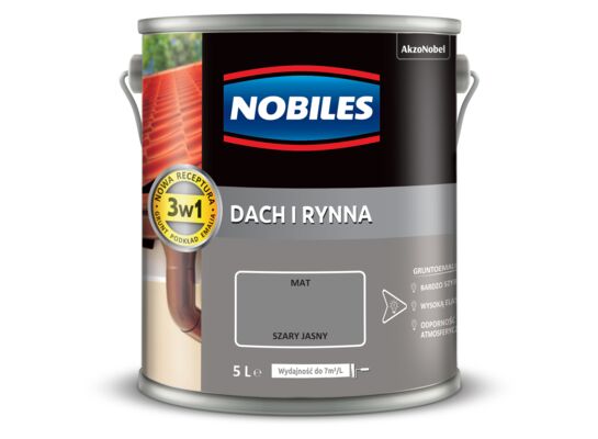 Farba akrylowa Dach i Rynna Szary Jasny 5 l Nobiles
