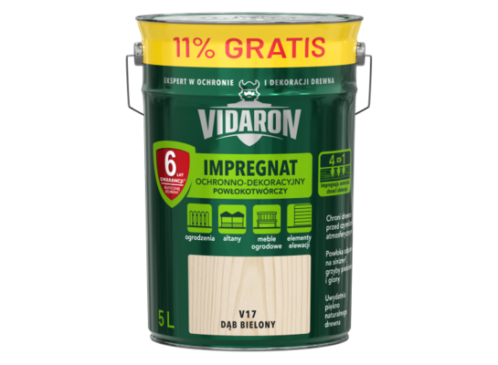 Impregnat Powłokotwórczy Ochronno-Dekoracyjny dąb bielony V17 5 l VIDARON