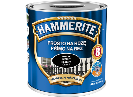 Farba Prosto Na Rdzę Czarny Połysk 2,5 l Hammerite