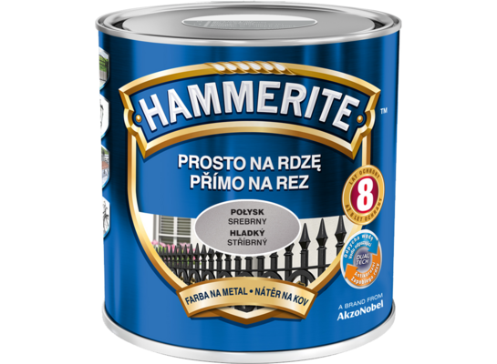 Farba Prosto Na Rdzę Srebrny Połysk 2,5 l Hammerite