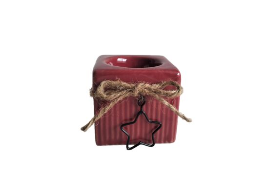 Świecznik ceramiczny 6,5 x 6 cm czerwony