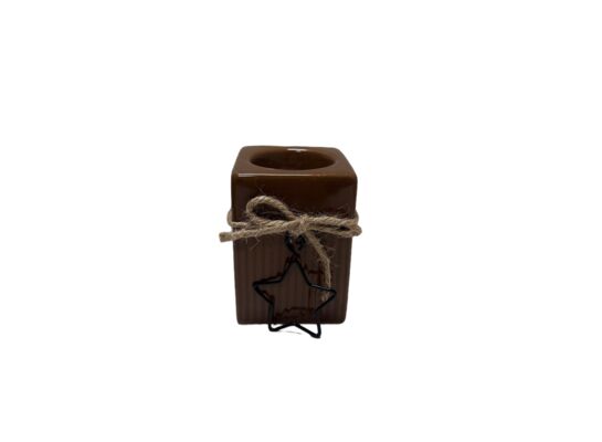 Świecznik ceramiczny 6,5 x 9 cm brązowy