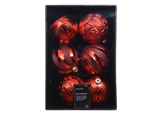 Bombki plastikowe dekorowane mix 6 szt.