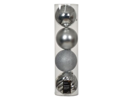 Bombki plastikowe mix śr. 14 cm srebrny 4 szt.