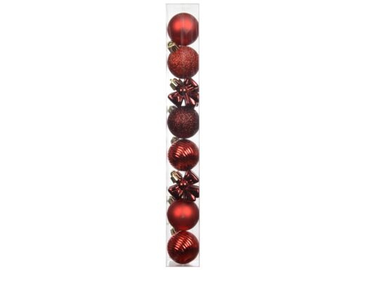 Bombki plastikowe mix 3,8 x 3,8 x 30,4 cm czerwony 10 szt.