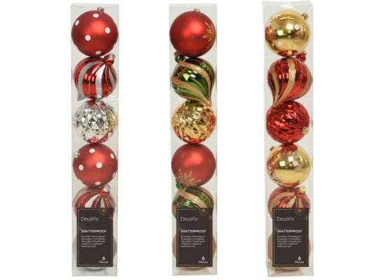 Bombki plastikowe mix śr. 15 cm wielokolorowy 6 szt.