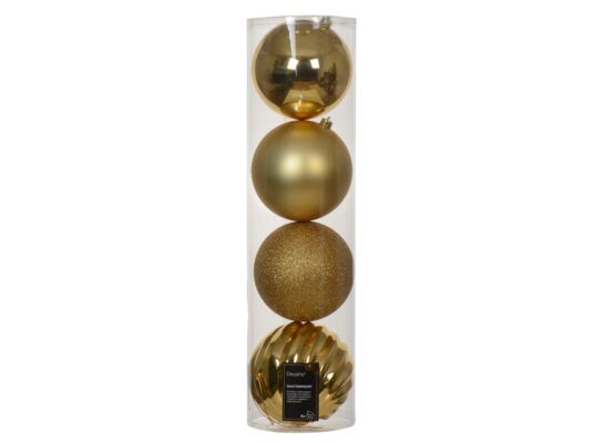 Bombki plastikowe mix śr. 14 cm złoty 4 szt.