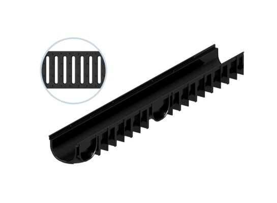 Kanał H90 1 m Easyline czarny ruszt tworzywo sztuczne 8 mm A15 ACO
