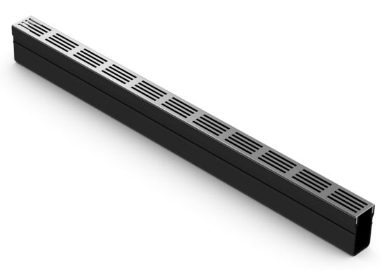 Kanał SLIMLINE 1 m PVC ruszt aluminiowy anodowany na srebrny 5 mm A15 ACO