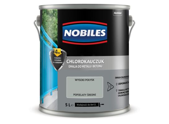 Farba chlorokauczukowa Chlorokauczuk Popielaty Średni 5 l Nobiles