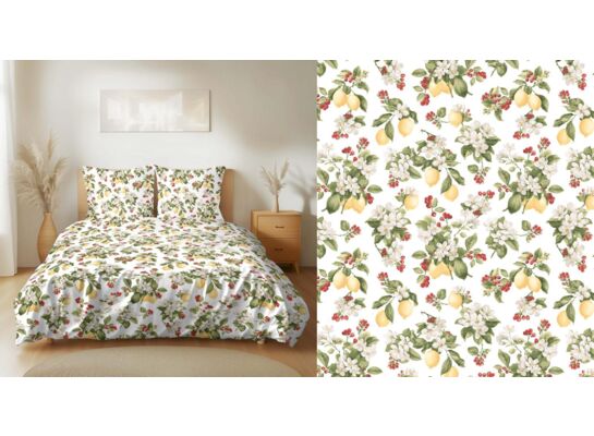 Pościel z bawełny ZOE cytryny 200x220/80x70 cm PATION HOME