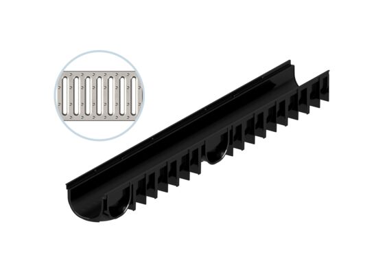Kanał H90 1 m Easyline czarny ruszt ze stali ocynkowanej 5 mm A15 ACO