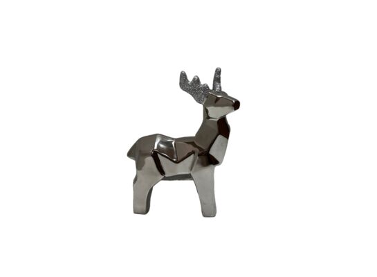 Figurka ceramiczna renifer 15,3 cm srebrny