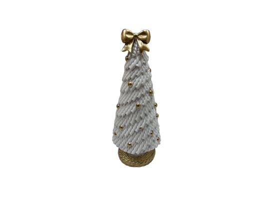 Figura ozdobna choinka 25,2 cm białe złoto