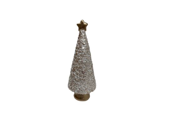 Dekoracyjna figura choinka 27,5 cm biało-złoty