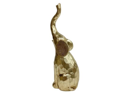 Figura ozdobna słoń z trąbą do góry 33 cm złoty