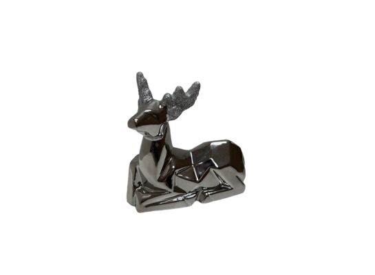 Figurka ceramiczna renifer 14,1 cm srebrny