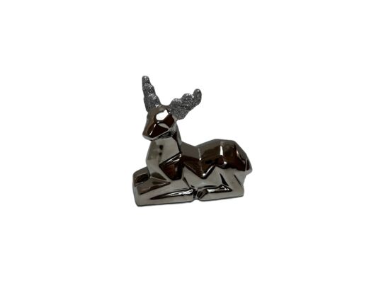 Figurka ceramiczna renifer 10,4 cm srebrny