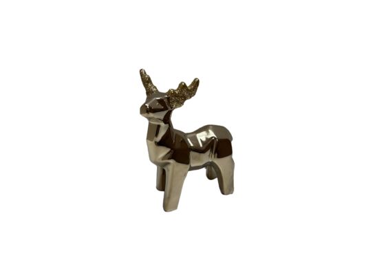 Figurka ceramiczna Renifer 13 cm złoty