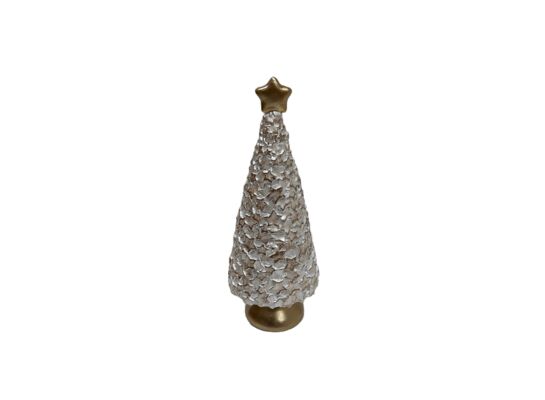 Dekoracyjna figura choinka 21 cm biało-złoty