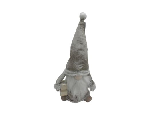 Dekoracja tekstylna skrzat siedzący 50 cm biało-brązowy