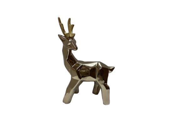 Figurka ceramiczna renifer 24,4 cm złoty