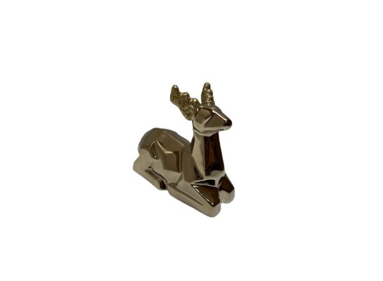 Figurka ceramiczna renifer 10 cm złoty